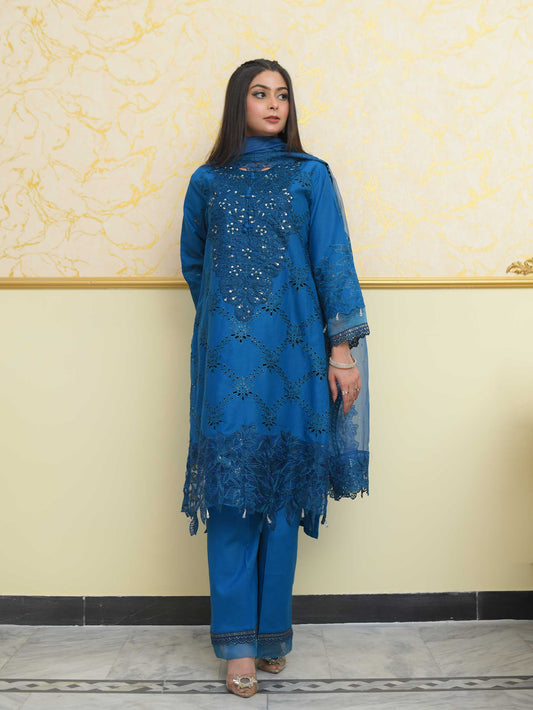 Zark-001 - 3Pc Chikankari Lawn