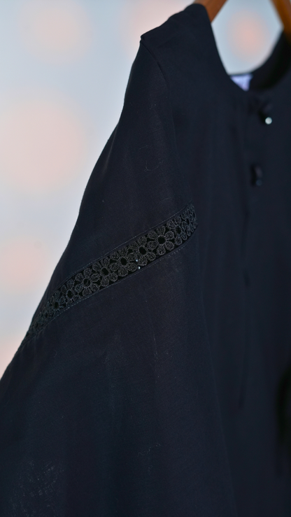 Siyah Zaad Plain: Black Cotton Suit for Women | Ready to Wear Co-ord Se