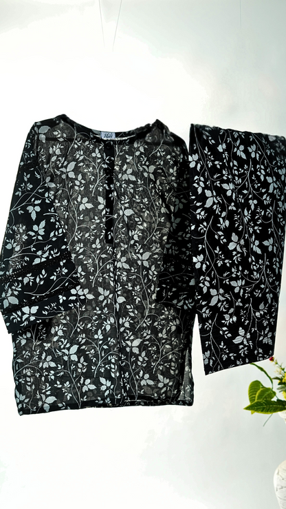 Siyah Zaad Printed: Floral Lawn Suit | Stylish Casual Dresses for Women