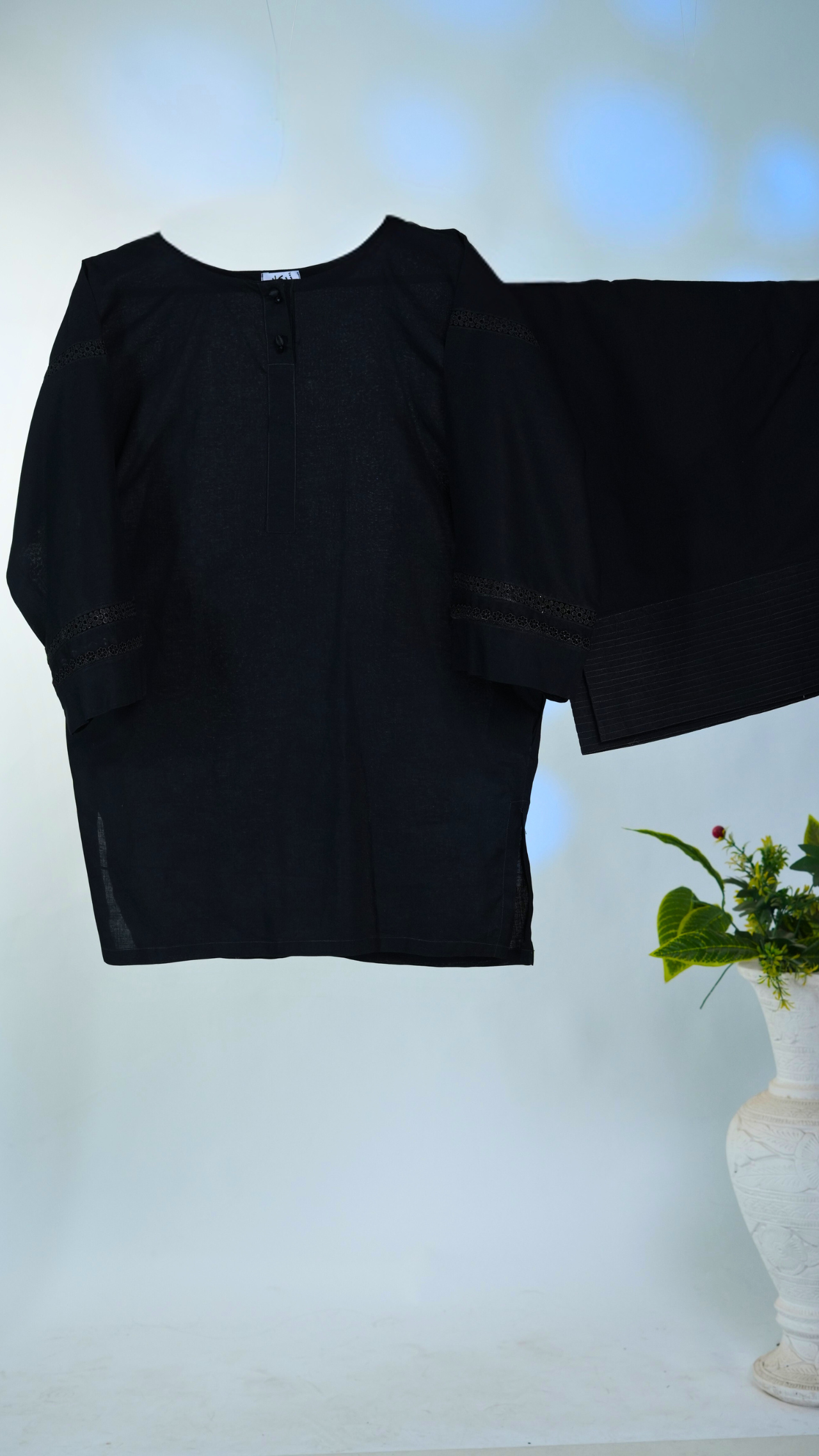 Siyah Zaad Plain: Black Cotton Suit for Women | Ready to Wear Co-ord Se