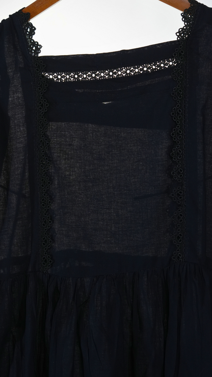 Siyah Flare Frock: Black Casual Frock for Women | Ready to Wear Cotton Dress